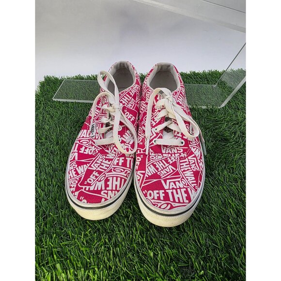 Kids Vans Off The Wall Logo Red & White Canvas Lace-Up Sneakers Youth sz 3.5 - Picture 5 of 8